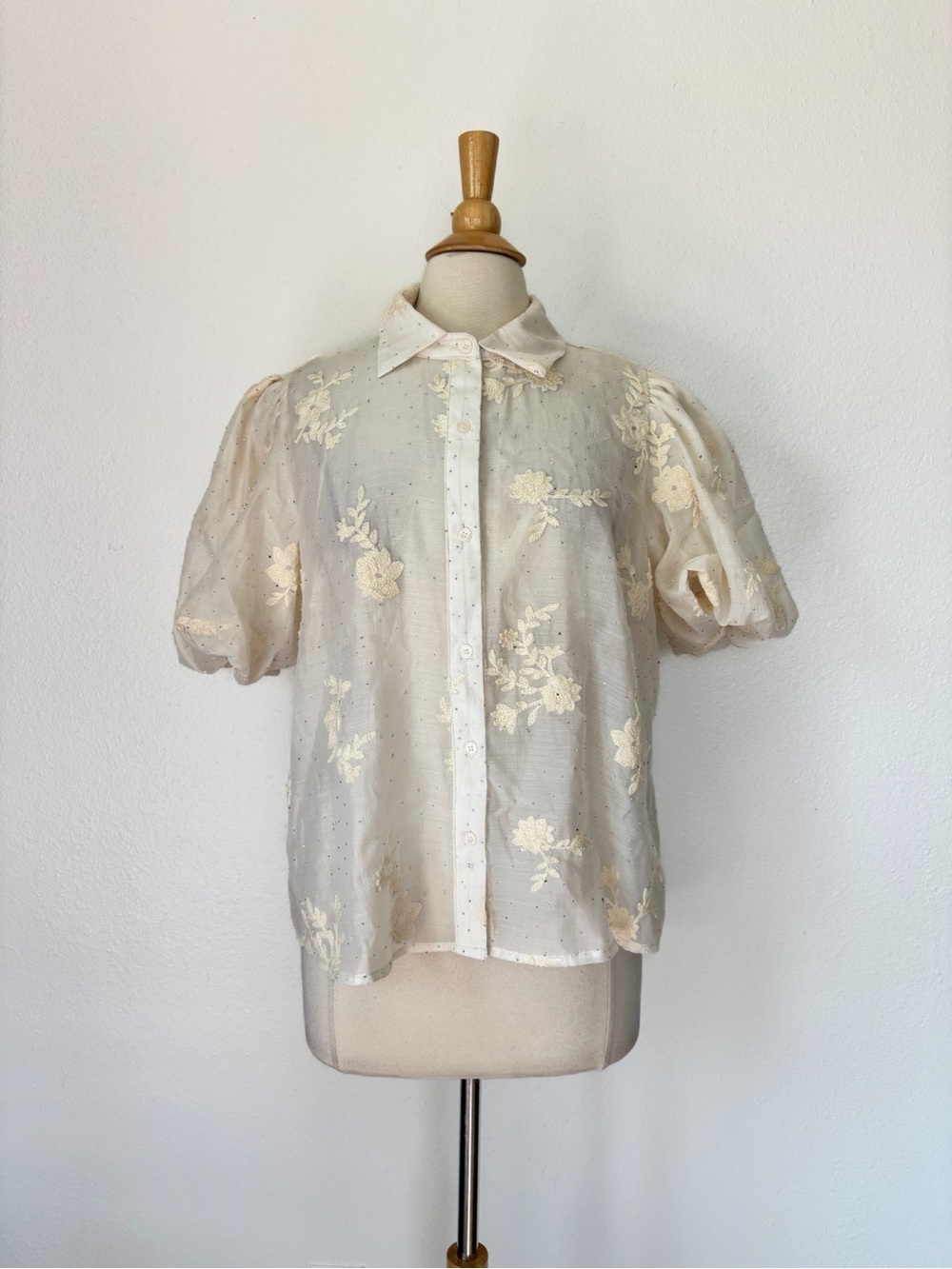 Rhinestone Embellished Button Down Blouse